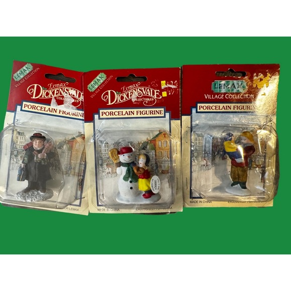 Vintage 90's Lemax Dickensvale Village Collection Porcelain Figurines Set Of 3 - Picture 1 of 5